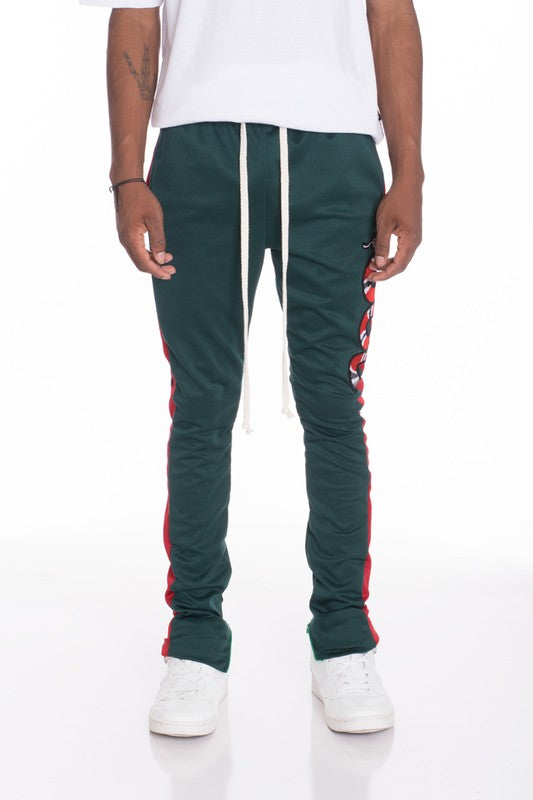 Serpentine Stride: Men's Python-Emblem Elite Track Pants