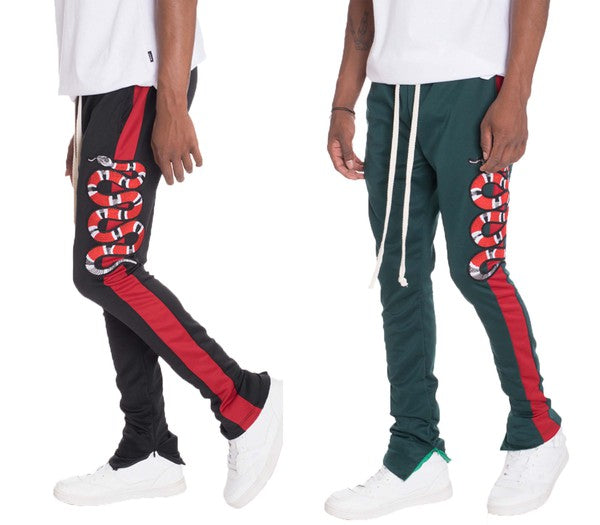 Serpentine Stride: Men's Python-Emblem Elite Track Pants