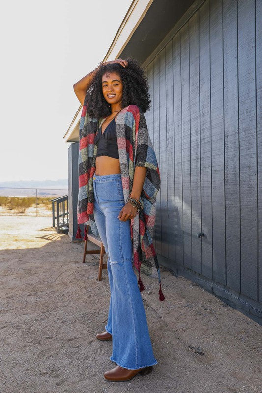 Plaid-itude Multi Buffalo Checkered Kimono