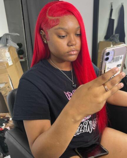 Crimson Charisma: Sheer Luxe Strands Wig by BHG