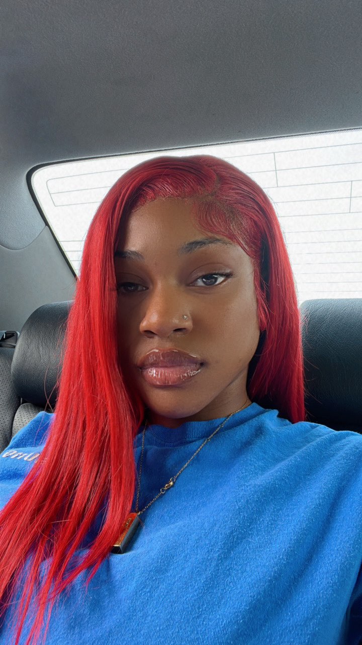 Crimson Charisma: Sheer Luxe Strands Wig by BHG