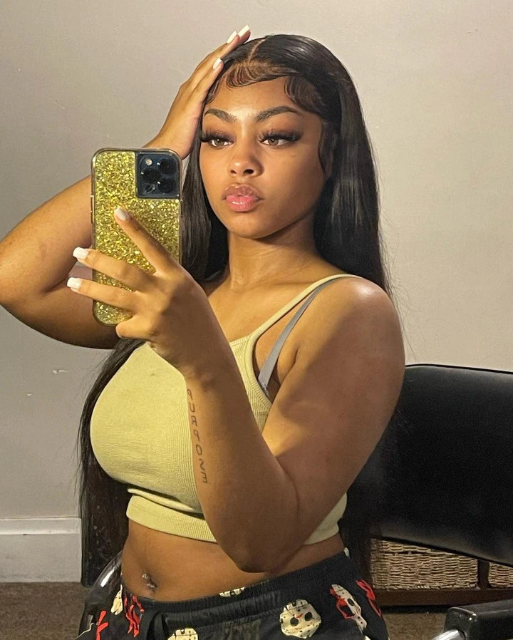 Silky Enchantress: HD Sleek Suite Straight 13x6 – Luxe Malaysian Mane Stage Wig