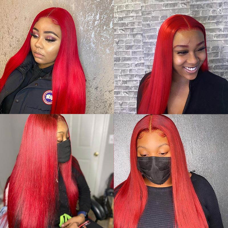 Crimson Charisma: Sheer Luxe Strands Wig by BHG