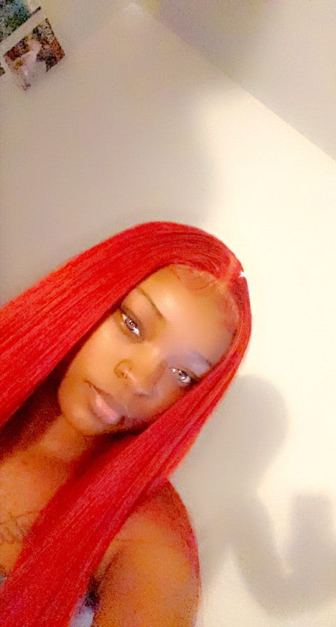 Crimson Charisma: Sheer Luxe Strands Wig by BHG