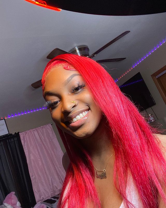 Crimson Charisma: Sheer Luxe Strands Wig by BHG