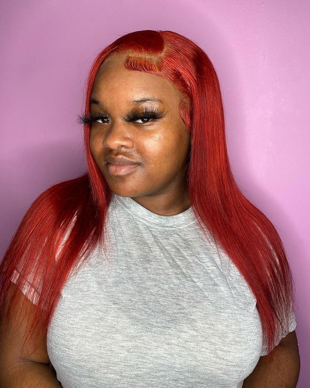 Crimson Charisma: Sheer Luxe Strands Wig by BHG