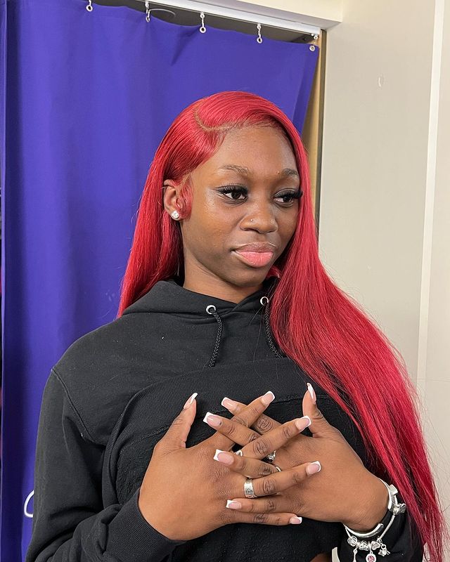 Crimson Charisma: Sheer Luxe Strands Wig by BHG