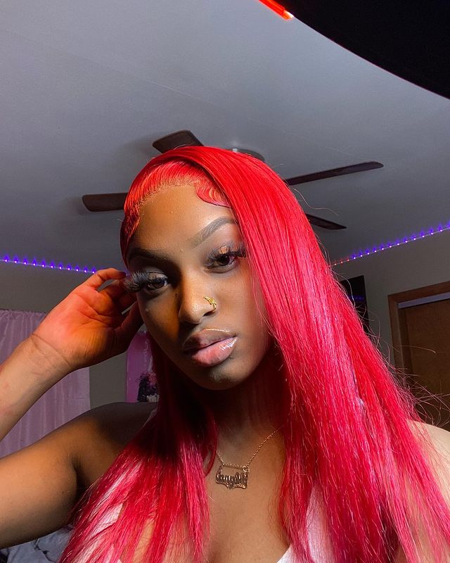 Crimson Charisma: Sheer Luxe Strands Wig by BHG