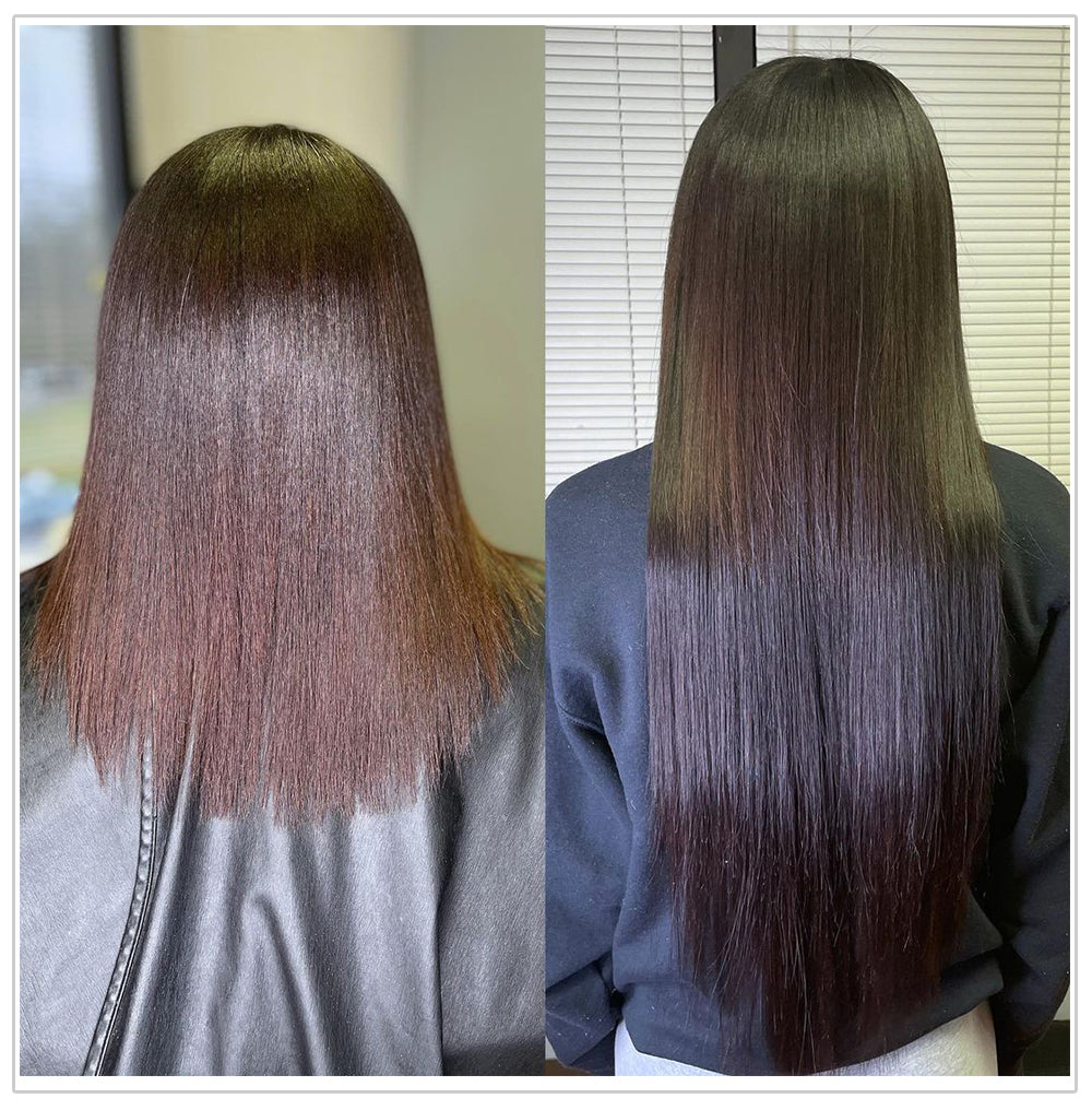 Silk Society straight tape-in extensions made with premium Remy human hair for seamless volume, length, and natural movement
